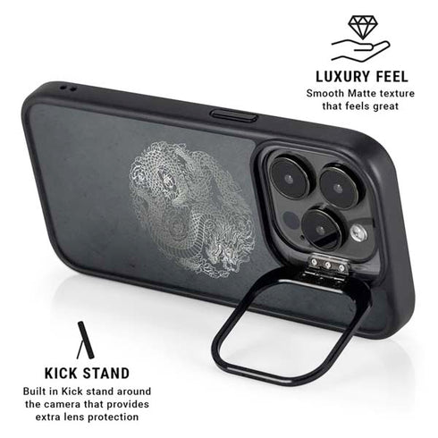 Chinese Black Dragon iPhone 16 Pro Kickstand Case